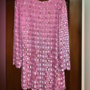 Retrofête Pink Sequin Long Sleeve Mini Dress NEW SZ XS STUNNING DETAILS PARTY